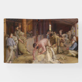 Shear the Rams (Australian Art) (Tom Roberts) Banner