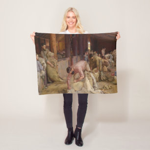 Shear the Rams (Australian Art) (Tom Roberts) Fleecedecke