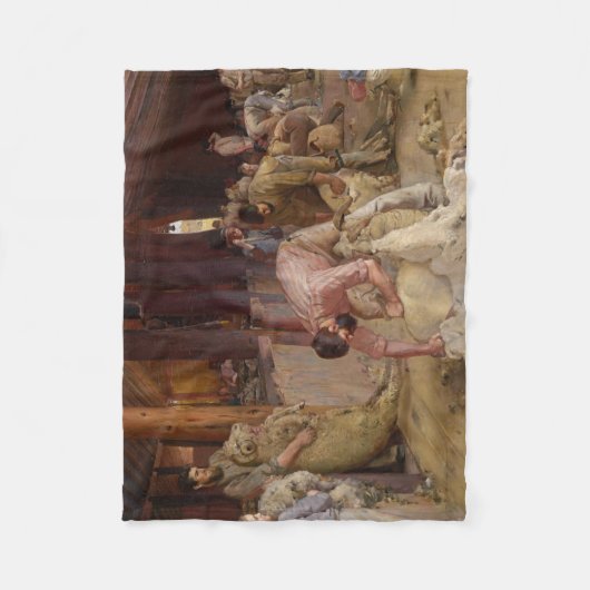 Shear the Rams (Australian Art) (Tom Roberts) Fleecedecke (Vorderseite)