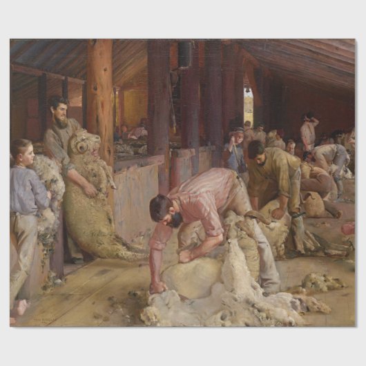 Shear the Rams (Australian Art) (Tom Roberts) Geschenkpapier (Flach)