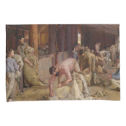 Shear the Rams (Australian Art) (Tom Roberts) Kissenbezug (Vorderseite-Rechts)