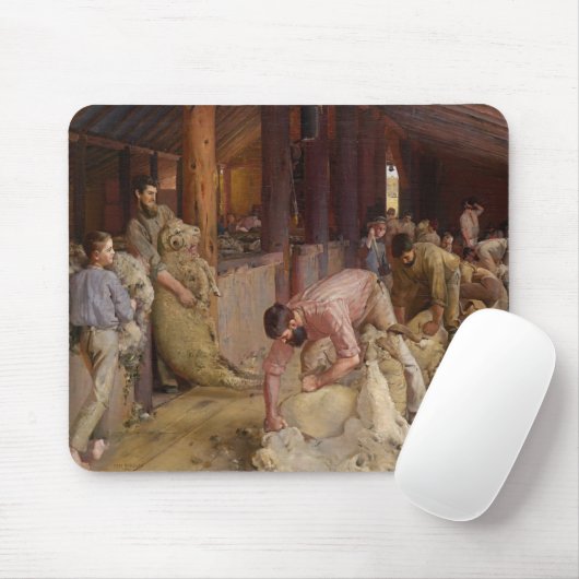 Shear the Rams (Australian Art) (Tom Roberts) Mousepad (Mit Mouse)