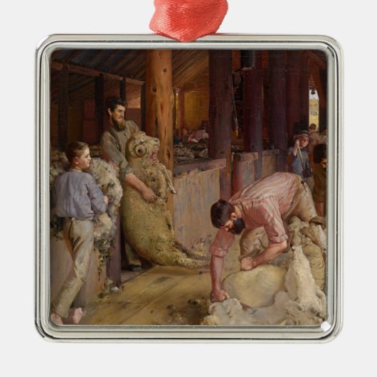Shear the Rams (Australian Art) (Tom Roberts) Ornament Aus Metall (Vorne)