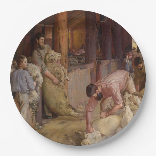 Shear the Rams (Australian Art) (Tom Roberts) Pappteller (Vorderseite)