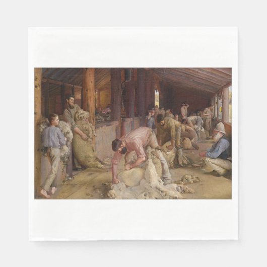 Shear the Rams (Australian Art) (Tom Roberts) Serviette (Vorderseite)