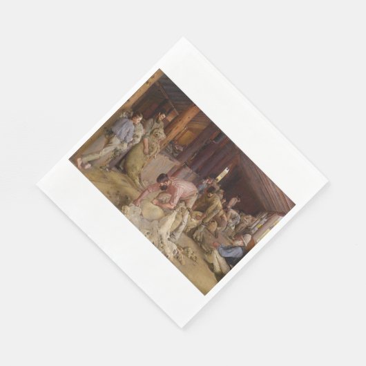 Shear the Rams (Australian Art) (Tom Roberts) Serviette (Ecke)