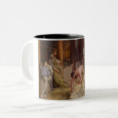 Shear the Rams (Australian Art) (Tom Roberts) Zweifarbige Tasse (Vorderseite Links)