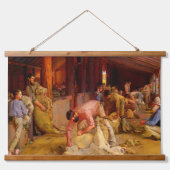 Shear the Rams Tom Roberts 1890 Wandteppich Mit Holzrahmen (Vorne)