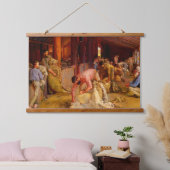 Shear the Rams Tom Roberts 1890 Wandteppich Mit Holzrahmen (Schlafzimmer)