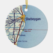 Sheboygan WI Vintag Map Keramik Ornament (Vorne)
