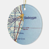 Sheboygan WI Vintag Map Keramik Ornament (Links)