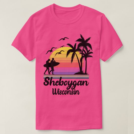 Sheboygan Wisconsin Seaside Retro Sunset T-Shirt (Design vorne)