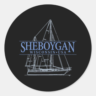 Sheboygan Wisconsin Segeln im Vintage-Stil  Runder Aufkleber