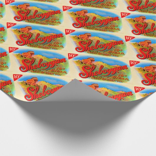 Sheboygan-Zigarrenlabel der 1920er Geschenkpapier (Ecke)