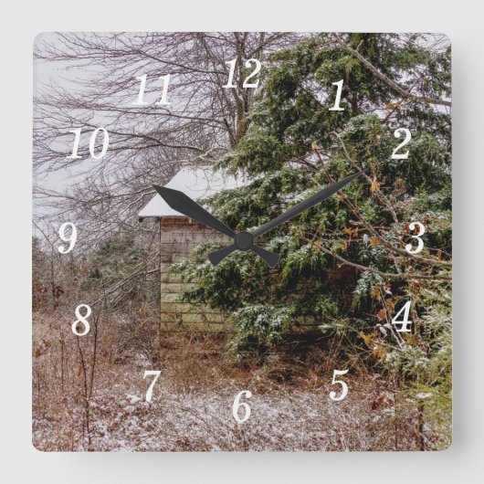 Shed Abandoned Wall Clock Quadratische Wanduhr (Vorderseite)