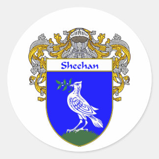 Sheehan Coat of Arms (mantled) Runder Aufkleber