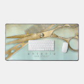 Sheen and Shears Hair Stylist Gold/Aquamarin ID814 Schreibtischunterlage (Tastatur & Maus)