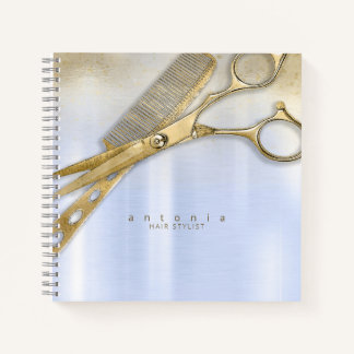 Sheen and Shears Hair Stylist Gold/Blue ID814 Notizblock