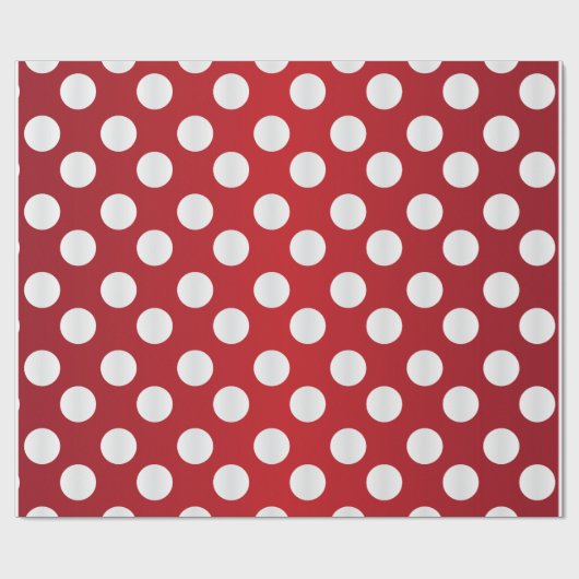 Sheen Red und White Large Polka Dots Geschenkpapier (Flach)