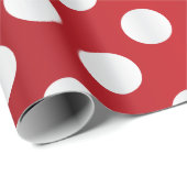 Sheen Red und White Large Polka Dots Geschenkpapier (Rolleneckpunkt)