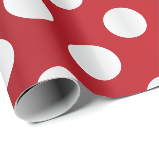 Sheen Red und White Large Polka Dots Geschenkpapier (Rolleneckpunkt)