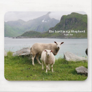 Sheep and Lamb by a Lake Mousepad