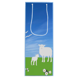 Sheep and Lamb editable Easter Geschenktüte Für Weinflaschen