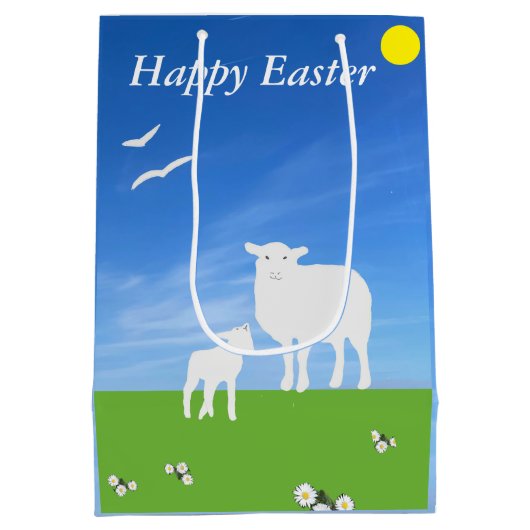 Sheep and Lamb editable Easter Mittlere Geschenktüte (Rückseite)