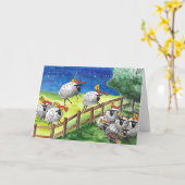 Sheep Art, Folk art Watercolor Malerkarte Karte (Gelbe Blume)