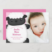Sheep Baby Announction Pink Einladung (Vorne/Hinten)