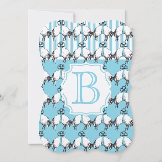 Sheep Baby Boy Niedlich Lamb Pattern Dusche Einladung (Rückseite)