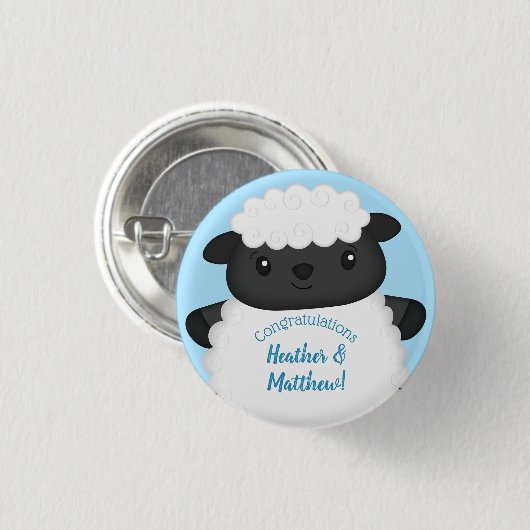 Sheep Baby Dusche Blue Button (Vorne & Hinten)