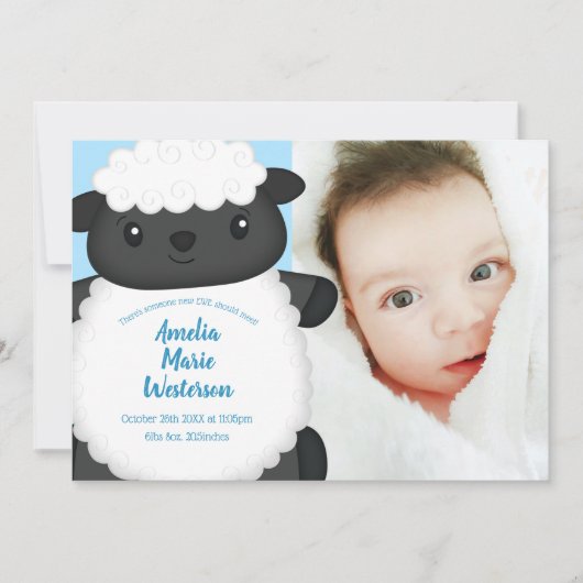 Sheep Baby Dusche Blue Einladung (Vorderseite)