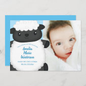 Sheep Baby Dusche Blue Einladung (Vorne/Hinten)