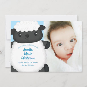 Sheep Baby Dusche Blue Einladung