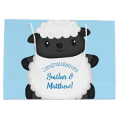 Sheep Baby Dusche Blue Große Geschenktüte (Rückseite)