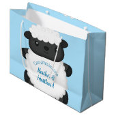 Sheep Baby Dusche Blue Große Geschenktüte (Vorderseite Schrägansicht)