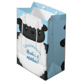 Sheep Baby Dusche Blue Mittlere Geschenktüte (Vorderseite Schrägansicht)