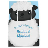 Sheep Baby Dusche Blue Mittlere Geschenktüte (Rückseite)