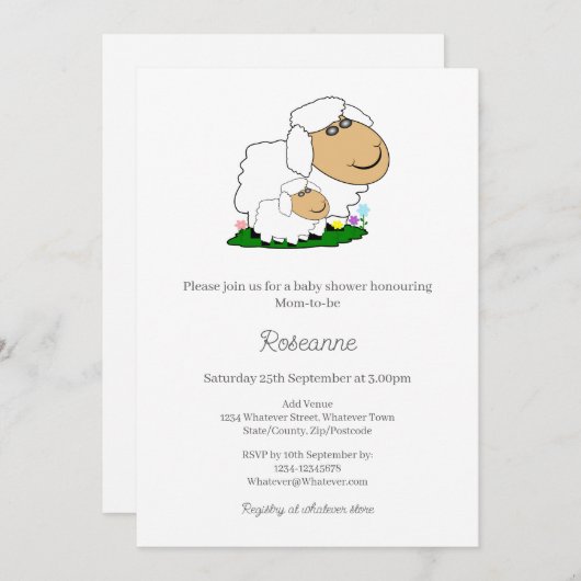 Sheep Baby Dusche Einladung (Vorne/Hinten)