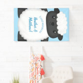 Sheep Baby Dusche Farm Blue Boy Banner (Insitu)