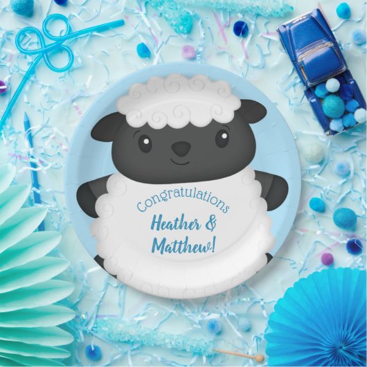 Sheep Baby Dusche Farm Blue Boy Pappteller (Party)