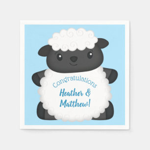 Sheep Baby Dusche Farm Blue Boy Serviette