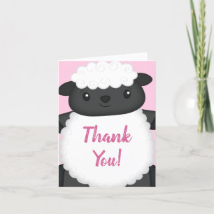 Sheep Baby Dusche Farm Pink Girl Dankeskarte