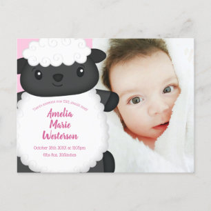 Sheep Baby Dusche Farm Pink Girl Postkarte