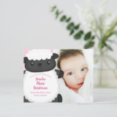 Sheep Baby Dusche Farm Pink Girl Postkarte (Stehend Vorderseite)