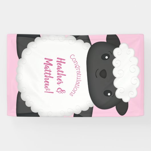Sheep Baby Dusche Rosa Banner (Horizontal)