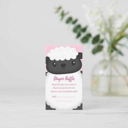 Sheep Baby Dusche Rosa Begleitkarte (Stehend Vorderseite)