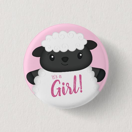 Sheep Baby Dusche Rosa Button (Vorderseite)