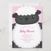 Sheep Baby Dusche Rosa Einladung (Vorderseite)